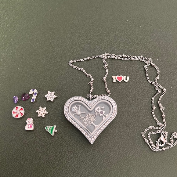 Mini Charms and Heart Charm holder necklace - Picture 1 of 2